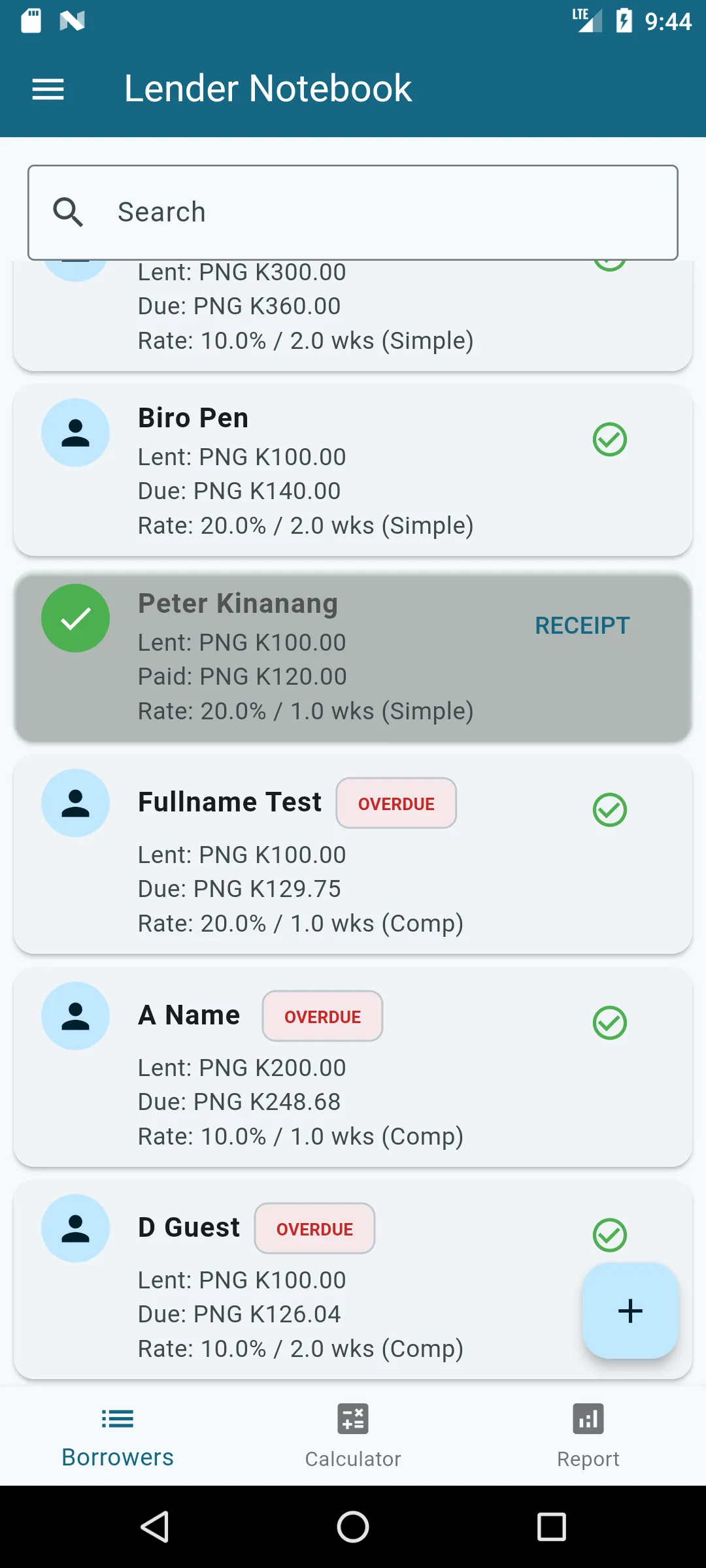 Lender Notebook Screen 1