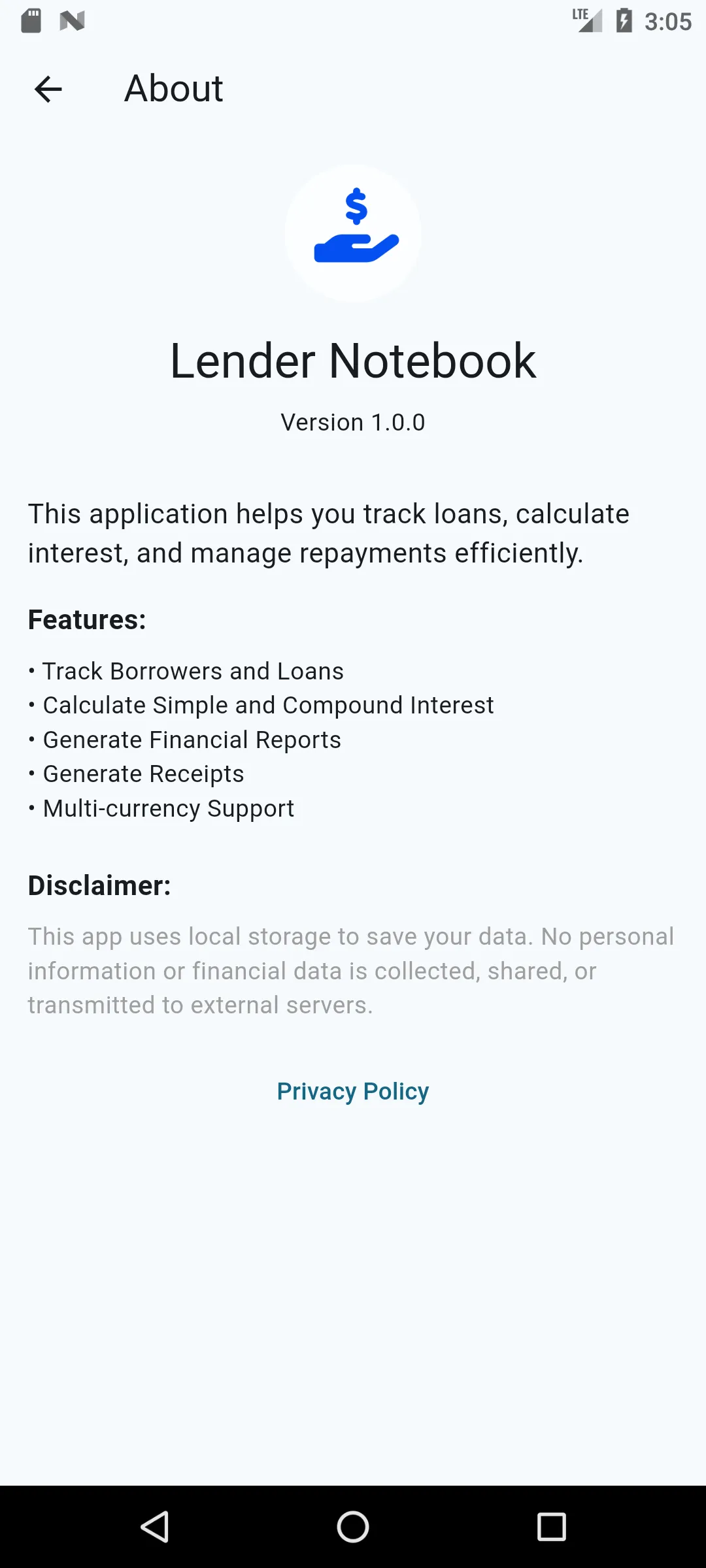 Lender Notebook Screen 3